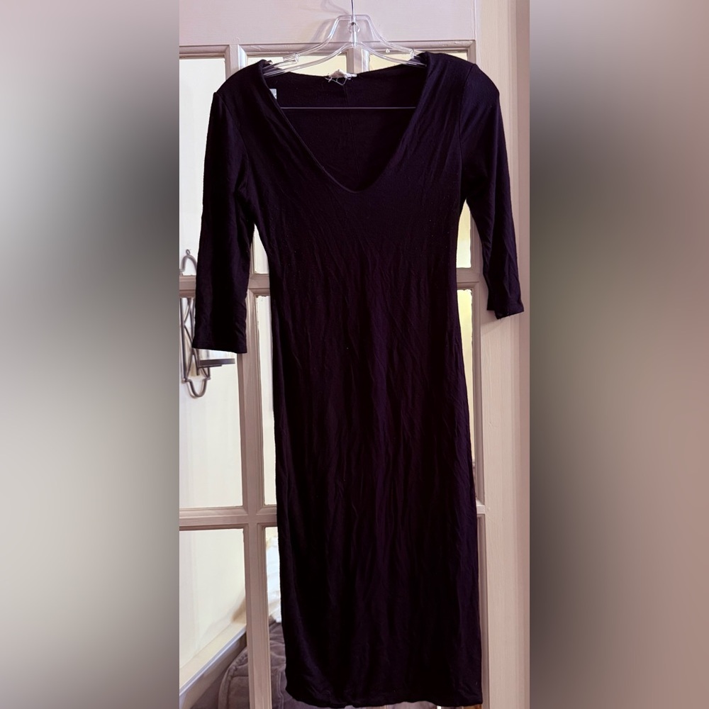 Los Angeles Apparel Elegant Black Long Sleeve Dress
